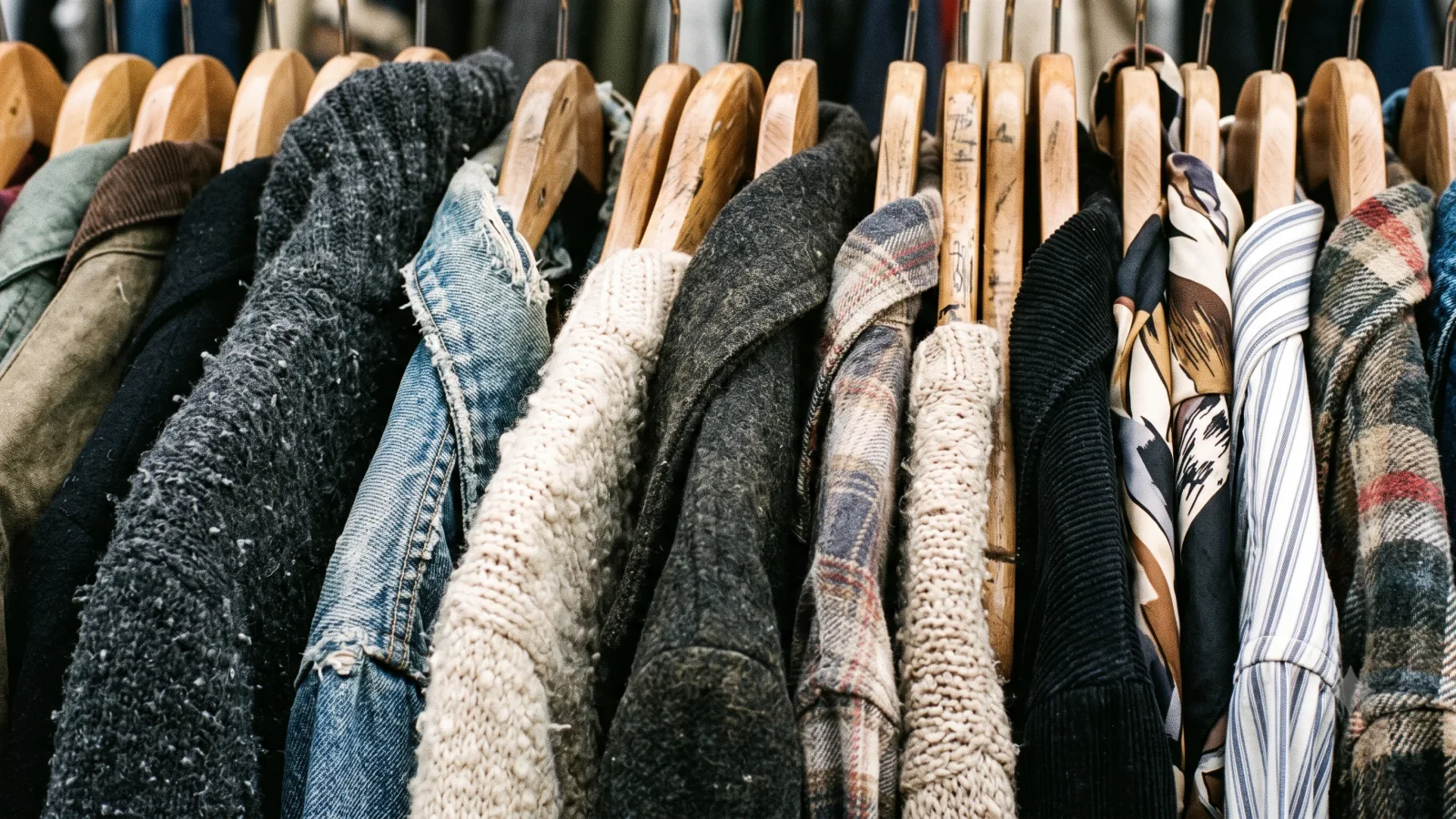 Rack of secondhand clothing